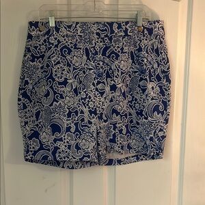 Blue and White Floral Shorts